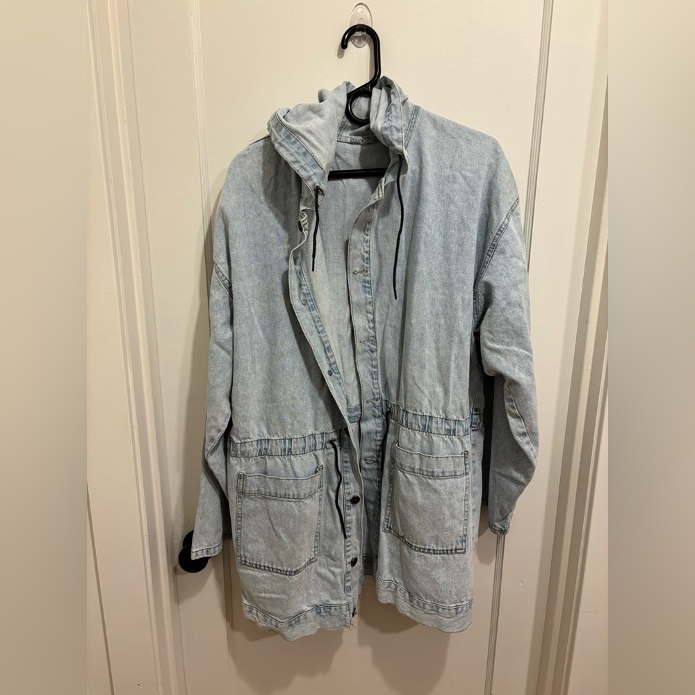 Light Blue Long Denim Women's Jacket